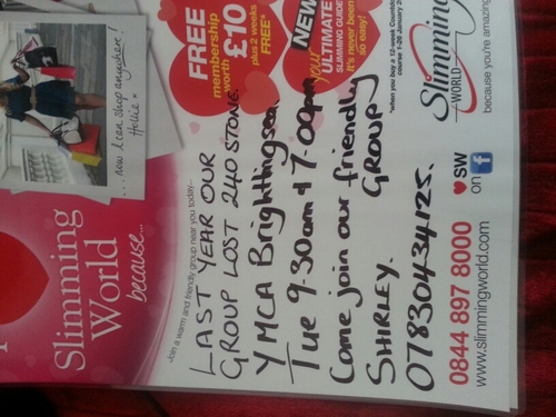 run a slimming world group ymca 55  high st brightlingsea very friendly group Tuesday 9.30am and 7.00pm