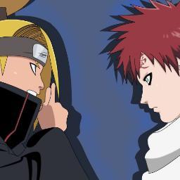 d:hi im deidara!!!*explosion* #single #bi g:*nods once* im gaara #single #bi