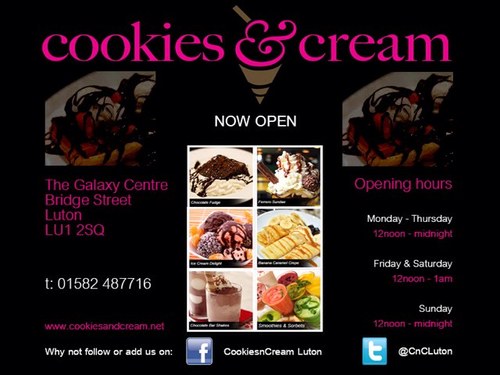 Dessert lounge located at the Galaxy Centre in Luton.