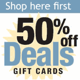 50% Off Gift Cards, Coupons & Events Calendar!