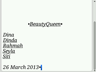 Official twitter BeautyQueen : @dina_rianii @dinda_sabilla @rahmahliaby @seyla6 @aniieztshiiethi