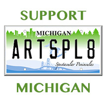 Spreading the word about the Michigan fundraising license plate for the Arts...