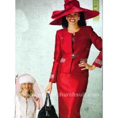 Ladies red top church suits