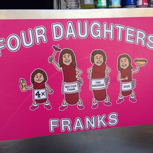 4daughfranks's profile picture. Four Daughters Franks is an up and coming hot dog cart in central NJ.  Contact us at 609-203-3944 or fourdaughtersfranks@gmail.com.