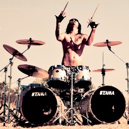 Man behind the Reckless Love drums.