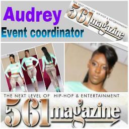 Event Coordinator|561 magazine|Host
http://t.co/Pafbrw7aLy
Email Ad: vlmgasst@gmail.com 
Office 561-360-3370
Instagram: @imaudreymac