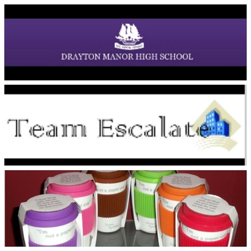 Young Enterprise team at Drayton Manor High school and are called Team Escalate. Our product is the  ceramic travel mugs with silicone lids and hand protectors!