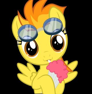 I'm Spitfire. Leader of the wonderbolts! The best flying group in all of Equestria! If you wanna hang out, just ask me. Ok?