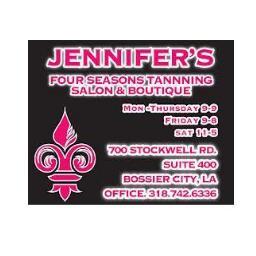 Jennifer's Four Seasons Tanning
Salon & Boutique
 700 Stockwell Rd Bossier City, LA
318-742-6336