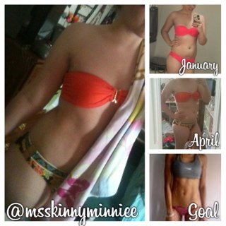 Just a girl with the drive to become fit. Avi is me. Start Weight(12/20/12): 166. Current Weight: 150.