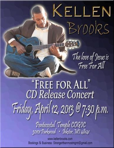 Freeforall2013's profile picture. Love of God,music&ministry motivates me!Preparing for CD Release April 12, 2013!Follow @kaybrux  Bookings& Business: strongerthanmostmgmt@gmail.com