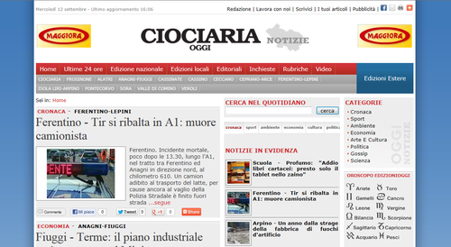 Quotidiano on line della Ciociaria
Ciociaria Oggi Notizie
http://t.co/NVa7UFlyUJ
redazione@ciociariaogginotizie.it
ciociaria@ogginotizie.it