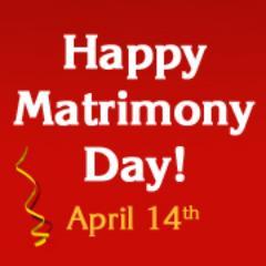 Celebrating the joys of matrimony on April 14th.