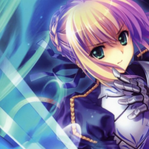 Saber, of Camelot. Powerful swordsman and warrior of Britain. I suppress my emotions to focus on my real goals. I shall get the Holy Grail. [Fate/Stay Night]