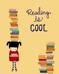 Small town library that promotes reading for all ages. Like our photo says..Reading is cool!