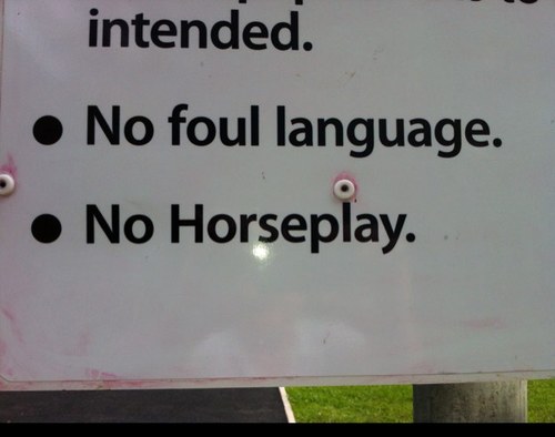 Narrator: There *was* horseplay, there *was* foul language.
Adult situations. Implied beastliness.