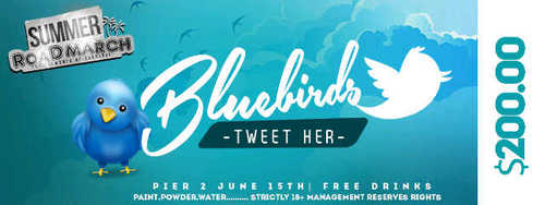 Blue Birds Jouvert Band for event 'Summer Road March' June 15th Pier 2 10pm - 6am.