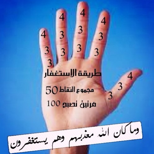 اعقدوا بأناملكم تسبيحاً ، واستغفاراً , لتغشاكم المغفره و يحيطكم السعد وتشهد أيديكم بالطاعات يوم تبعثون () .. نذكرك بالإستغفار والتسبيح مدار الساعة بإذن الله