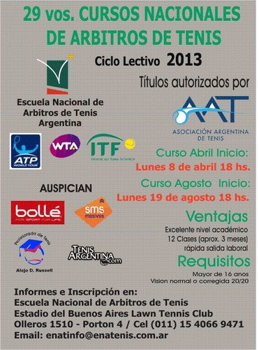 Escuela Nacional de Arbitros de Tenis de Argentina.