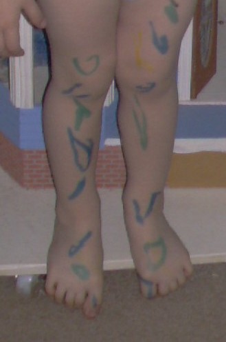 ta2mamaok's profile picture. she/her | ♈ | T1D needs a cure |  Progressive, not Moderate | Disabled | Say Love | My Views | Profile Pic ID: Child's legs markered up with 'tattoos like mom.'