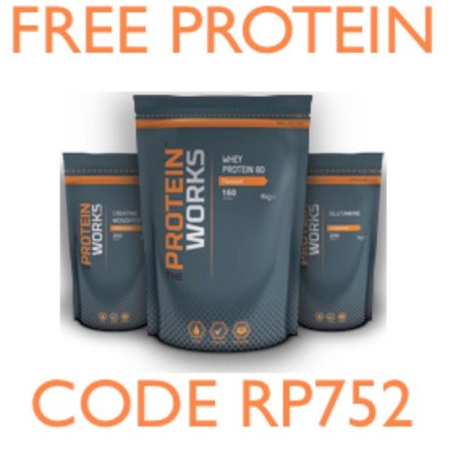 ProteinWorks752's profile picture. All new customers get FREE Whey Protein on their first order!! Enter RP752 upon registering - 250g of ANY flavoured Whey!!