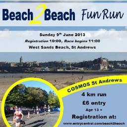 The StAndrews Beach2Beach fun run in aid of the COSMOS community centre will be held on JUNE 9TH. Follow this page for more info.