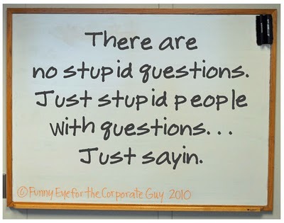 I ask a lot of really stupid questions...