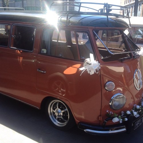 hire our lovely 60s camper for your wedding day ! We are a family run business offering a chauffer driven beautifully presented split screen camper.
