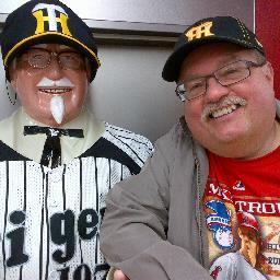 Contented layabout. Ex-@OCRegister. Pictured with Col. Sanders at the Hanshin (Japan) Tigers ballpark.