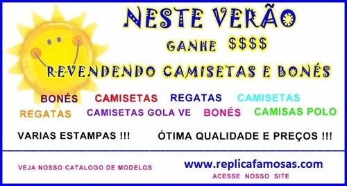 Trabalhamos com replicas de roupas de marcas famosas, visite nossa loja virtual e confira nossas promoções!!!
FRETE GRATIS.