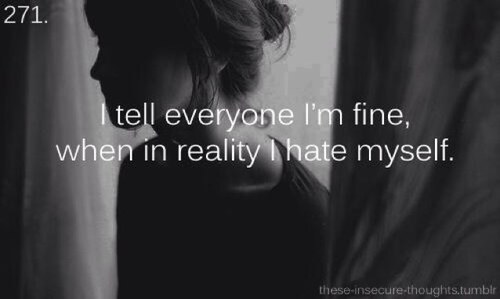 I'm just me, all alone, nobody cares.. 
In a depressed world of my own
