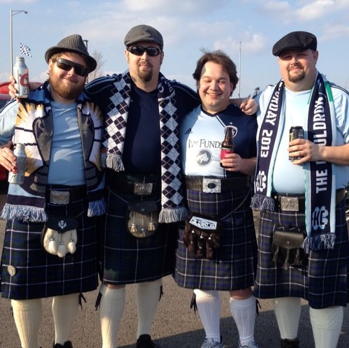 Kilt wearing Sporting KC fans.