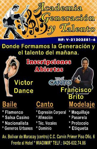 Academia de Canto, Baile y Modelaje. Ubicados en Maracay Edo. Aragua. Telef 04267324756 04266327486