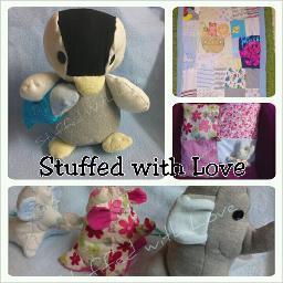 Stuffed with Love; a small business that takes your cherished clothes for baby,children or other special family members,turns them into lovely little keepsakes.