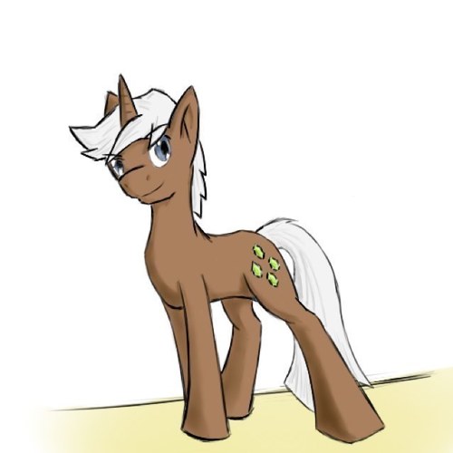 Hi! I'm PickAxe! I live next to a mineshaft where I mine gems! I own a jewlry shop in Canterlot! Come stop by anytime! (RP Heavy) bro:@mlp_WaterWave