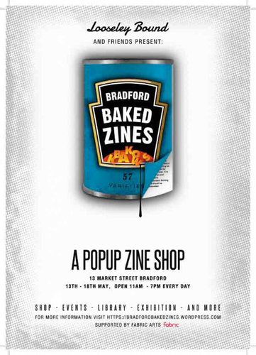 Bfdbakedzines's profile picture. Popup zine shop in Fabric Arts empty shop space at 13 Market St, Bradford,  BD1 1QR- happening 13th-18th May, celebrating all things self-publishing and DIY.