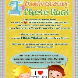 Location: Cambridge City Square, Lower Ground Floor, Unit B-02.
Find us at:
-BB : 295C5AAB
-Facebook : Pepper Lunch Medan
-Twitter : @pepperlunchMDN