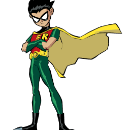 Hey, I'm Robin and here's my twitter. I have friends @CyberionTechnis @Starfire_xo @teen_goth @GreenBoyJustice. CATCH #TEENTITANSGO ON CARTOON NETWORK!
