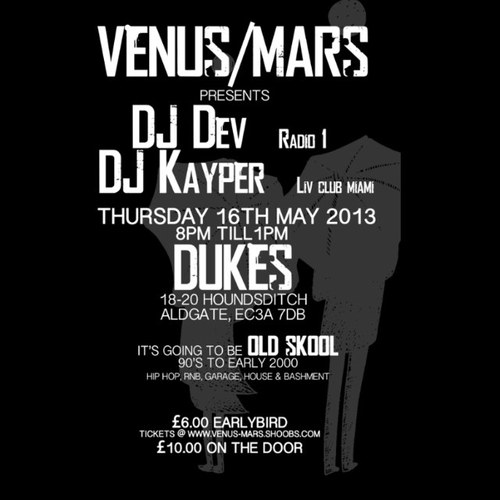 DJ Dev (BBCRadio1)/DJ Kayper (LivClubMiami) 16/05/2013 8pm. Old Skool HipHop, RnB, Garage £6 online tickets http://t.co/2EKQrCbGV1