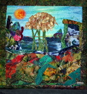 Art quilts, walhangings & other textile  art  forms sharing blended themes from music, literature, etc. by Nancy Waldron-Griffin