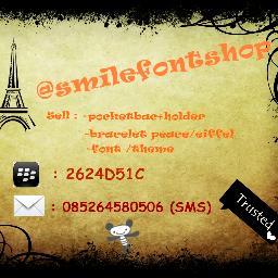 We're TRUSTED ! Jual pocketbac +holder ,gelang peace n Eiffel and also font ,pin :(by DM  ) CP :085264580506(SMS ) ,ship :jne n pos .book : 2x24jam