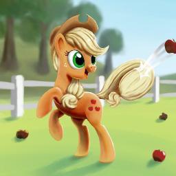 Howdy! Ah'm Applejack. Ah live on ov'r at Sweet Apple Acres, an' I got one uh these darned Tweeter things 'cause Pinkie Pie told me how much fun it'd be. (EST)