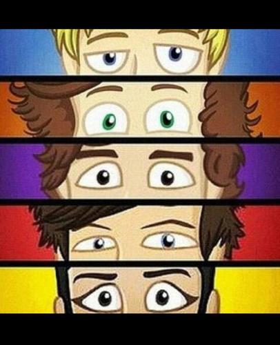 Cartoon Harry Styles, Zayn Malik, Liam Payne, Niall Horan and Louis Tomlinson. :)  #aaoodOGs