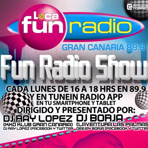 FunRadioShow's profile picture. Fun Radio Show programa que se emite los Lunes de 17 a 19 horas en Fun Radio Gran Canaria FM 89.9 Presentan @DjRayLopez y @DjBorjaOficial