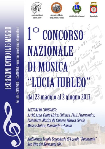 cm_luciaiurleo's profile picture. I° Concorso Nazionale di Musica Lucia Iurelo.
Dal 23 maggio al 2 giugno a San Vito dei Norm (Br) #musica #arte