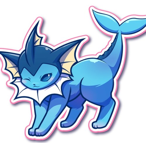 Vaporeon hembra | No os dejeis encandilar por mi aspecto, el agua tambien puede llegar a hacer pupita. | Mi entrenadora es @MindyWave