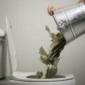 Throwing money down the toilet since 2013!