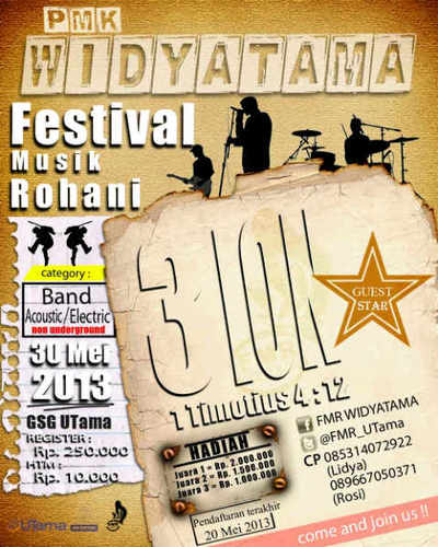 FMR_UTama's profile picture. Festival Musik Rohani Pmk Widyatama | @PMK_UTAMA