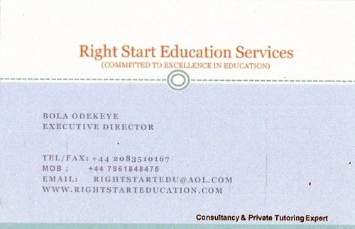Executive director of Rightstart Education Services. Specialists in education consultancy and  Private tutoring,advisory teacher for school improvement.
