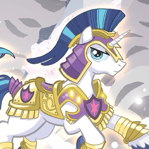 Husband to Princess Cadance. Absentee brother of Twilight and Captain of the Royal Guard.